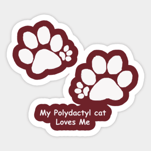 Polydactyl Paw Prints in White Sticker
